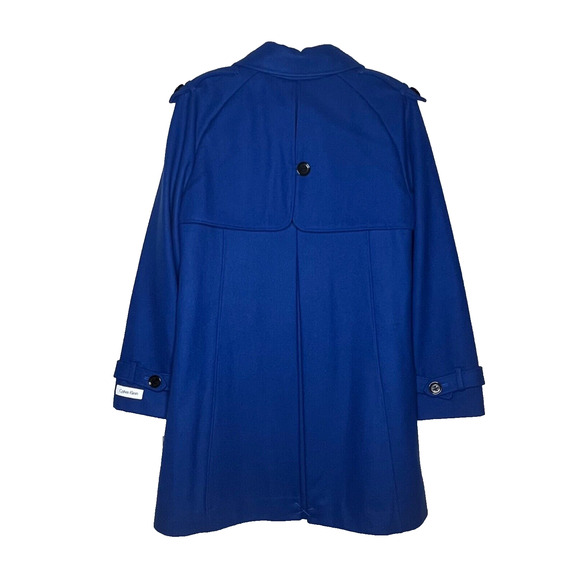 Calvin Klein Wool Blend Trench Pea Coat Women's Size 8 Cobalt Blue - Picture 8 of 16